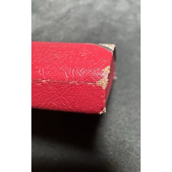 Vintage 1950s Red Hard Shell Leather Eyeglass Case Black Speckled Velvet Lined main image 14